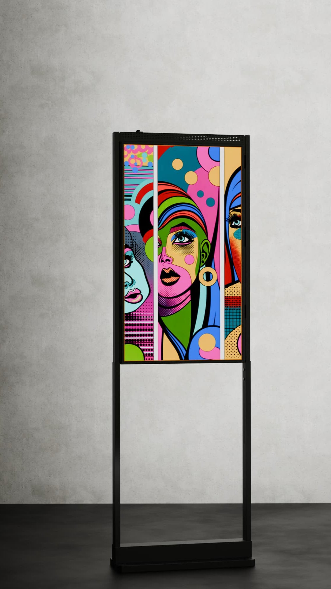 43 inch High Brightness LCD Narrowcasting Display op baseplate - staand - portret oriëntatie - 3000 Nits