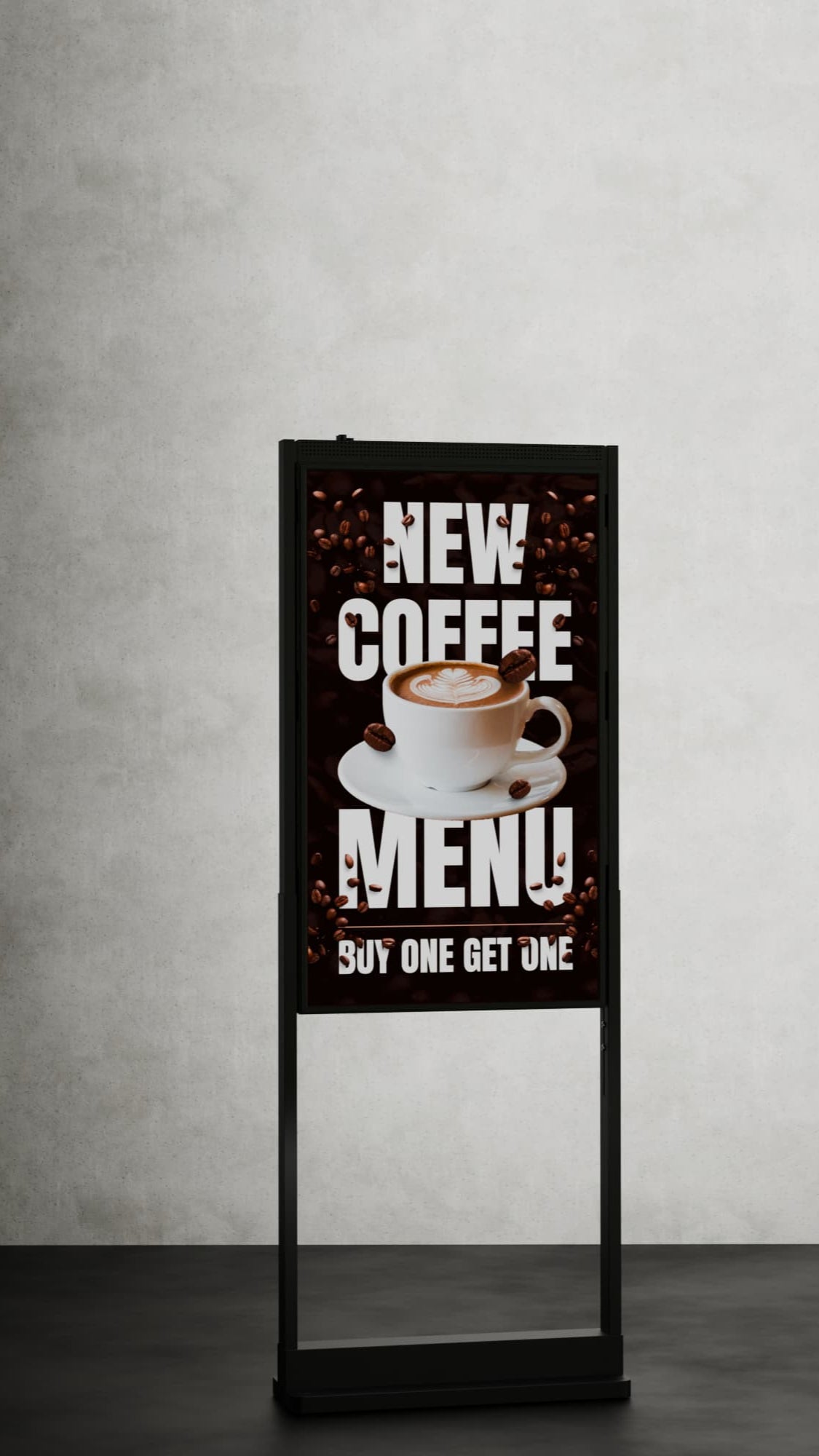 43 inch High Brightness LCD Narrowcasting Display op baseplate - staand - portret oriëntatie - 3000 Nits