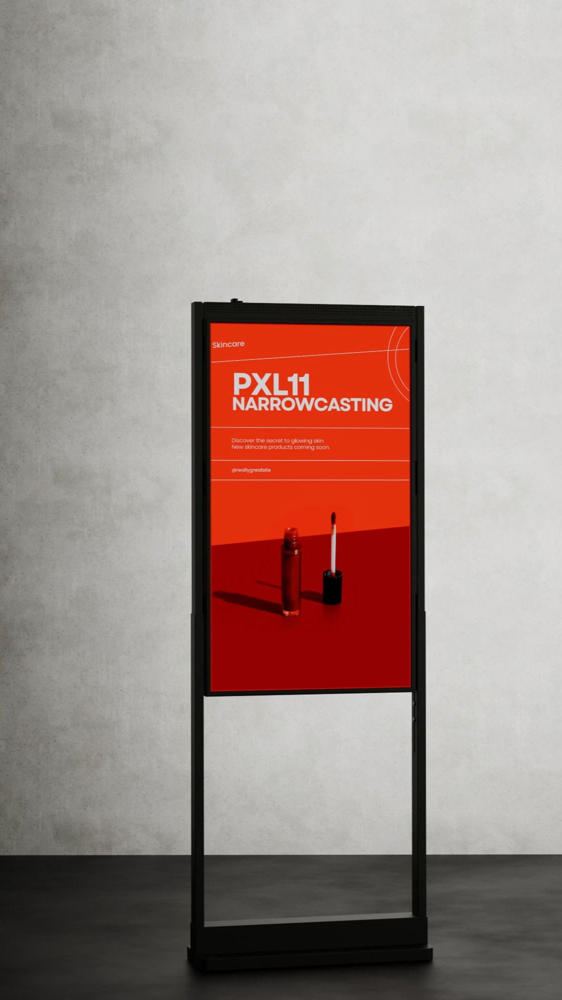 43 inch High Brightness LCD Narrowcasting Display op baseplate - staand - portret oriëntatie - 3000 Nits