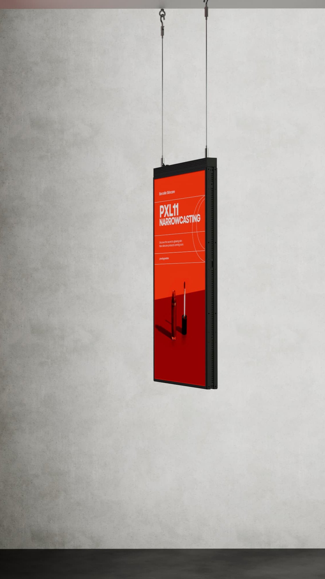 43-inch verticaal reclamedisplay met 3000 nits helderheid, ideaal voor gebruik achter ramen. Zij aanzicht