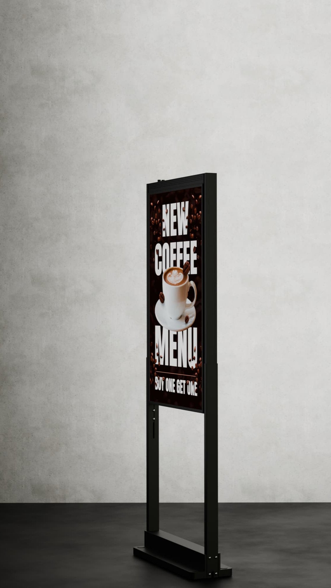 43 inch High Brightness LCD Narrowcasting Display op baseplate - staand - portret oriëntatie - 3000 Nits