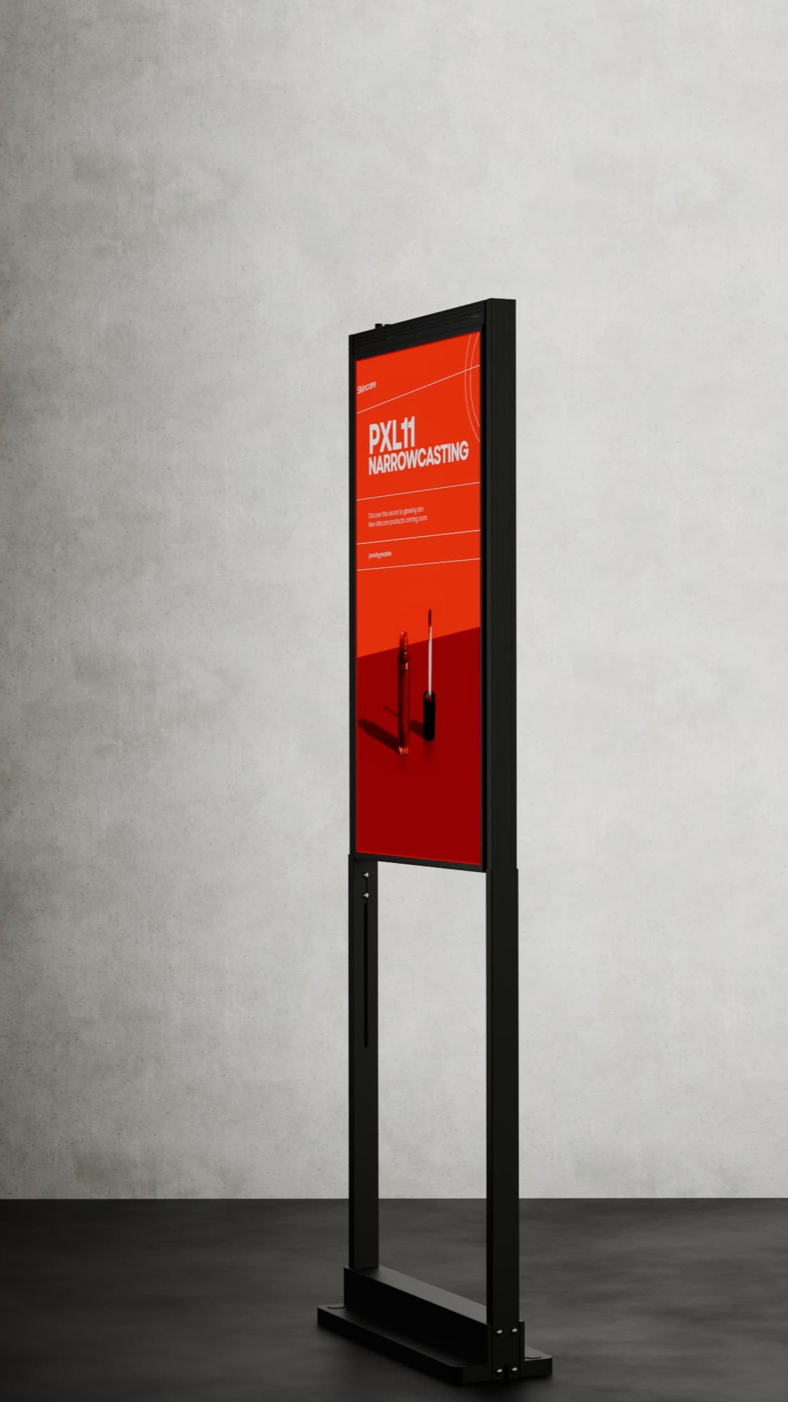 43 inch High Brightness LCD Narrowcasting Display op baseplate - staand - portret oriëntatie - 3000 Nits