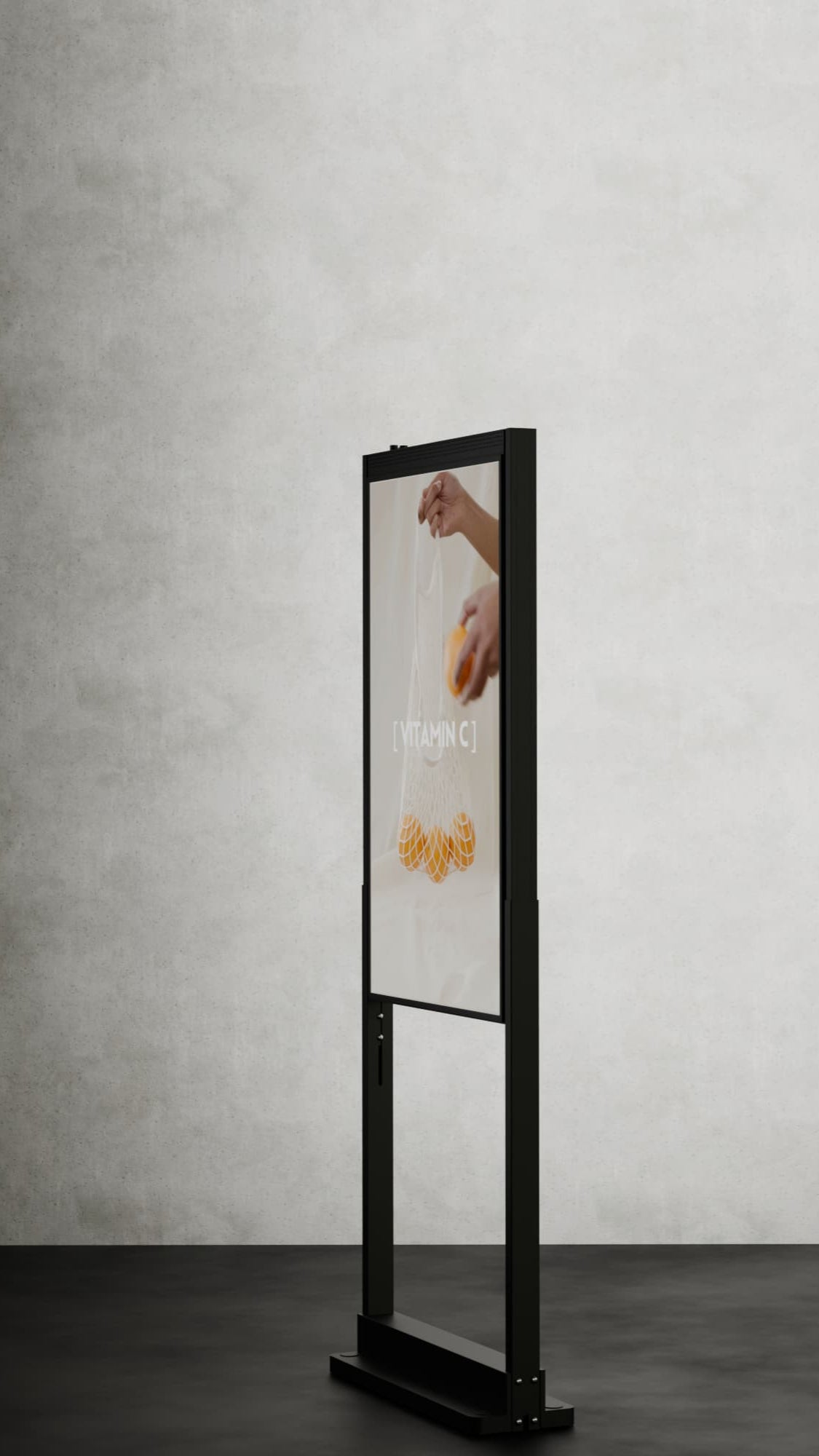 43 inch High Brightness LCD Narrowcasting Display op baseplate - staand - portret oriëntatie - 3000 Nits