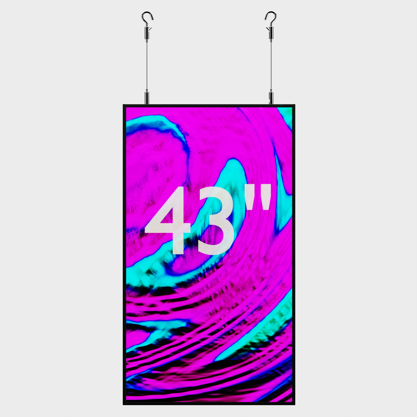 43-inch narrowcasting scherm met 3000 nits helderheid, ingebouwde Android-player, en portretoriëntatie voor etalages en digitale displays.