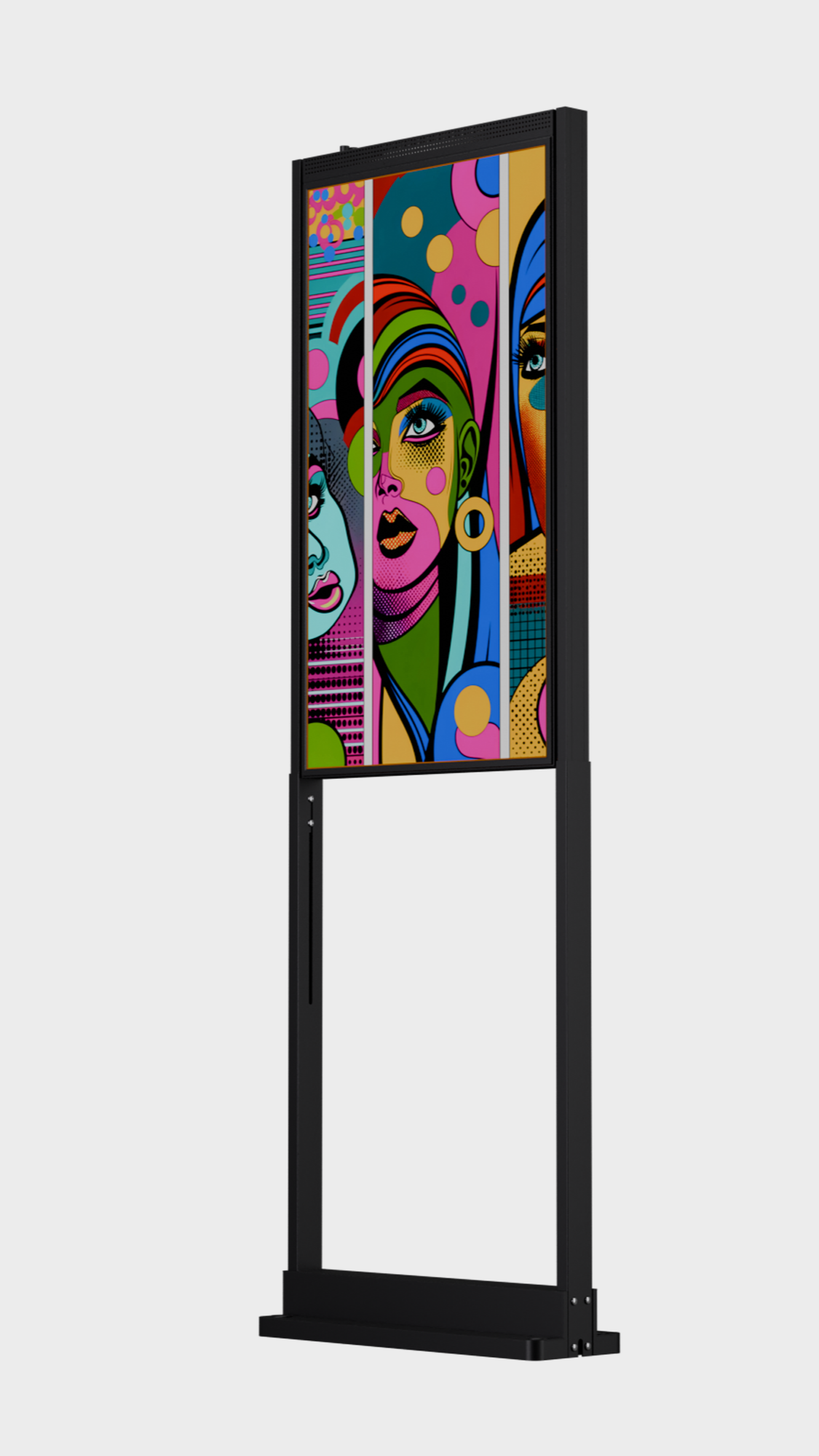 43 inch High Brightness LCD Narrowcasting Display op baseplate - staand - portret oriëntatie - 3000 Nits