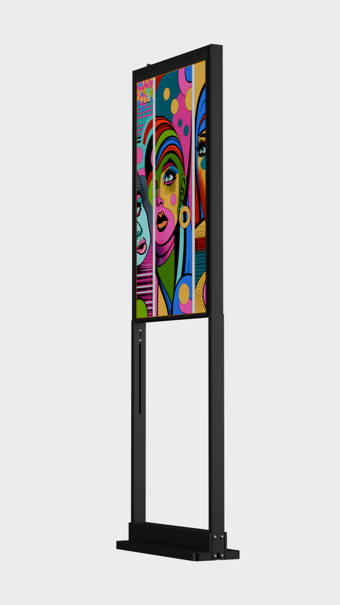 43 inch High Brightness LCD Narrowcasting Display op baseplate - staand - portret oriëntatie - 3000 Nits