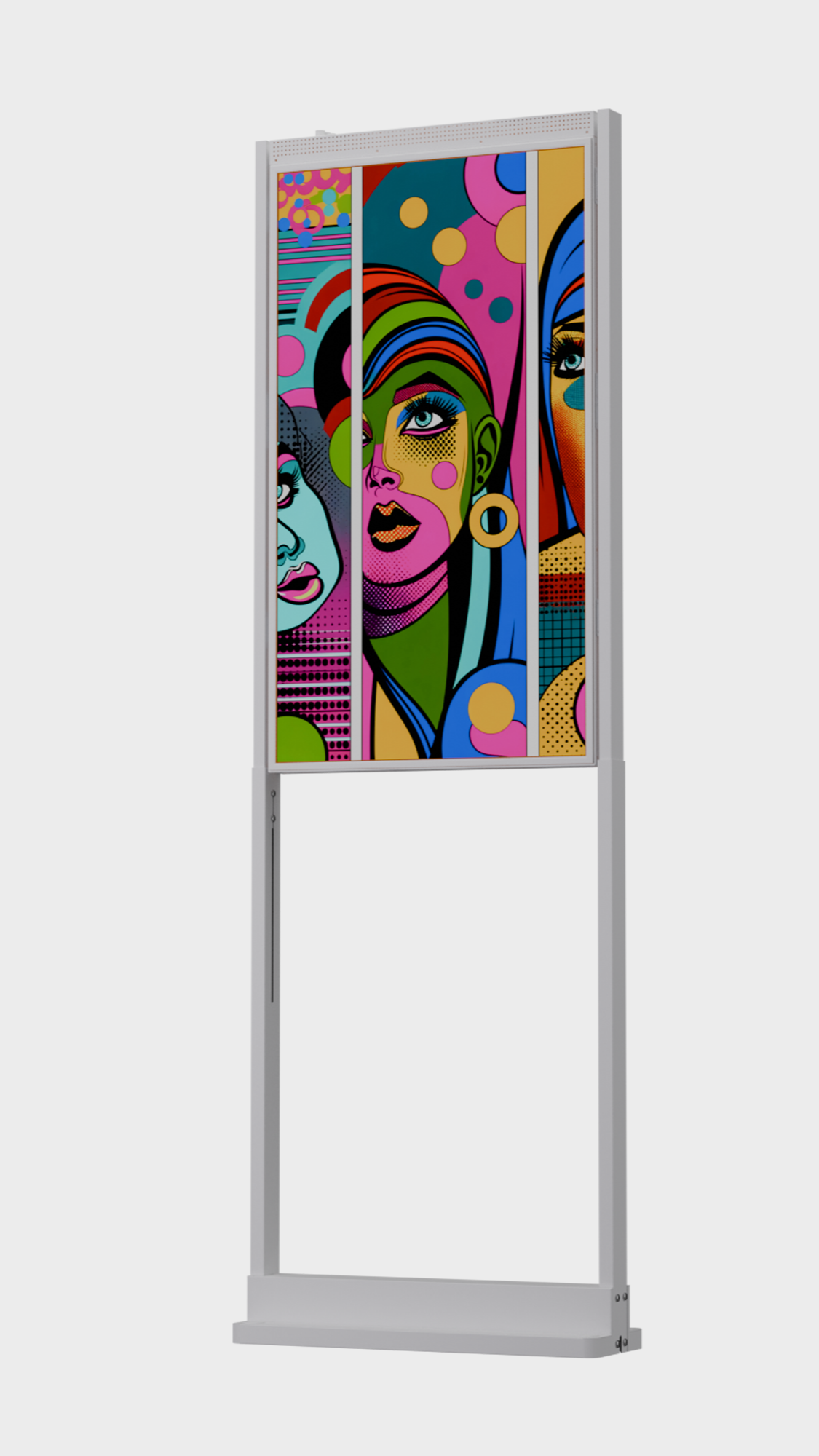 43 inch High Brightness LCD Narrowcasting Display op baseplate - staand - portret oriëntatie - 3000 Nits