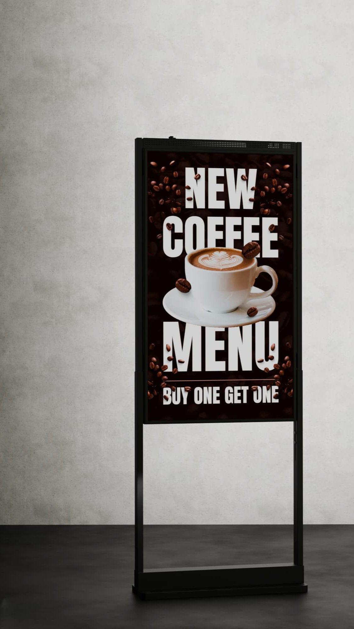 49 inch High Brightness LCD Narrowcasting Display op baseplate - staand - portret oriëntatie - 3000 Nits