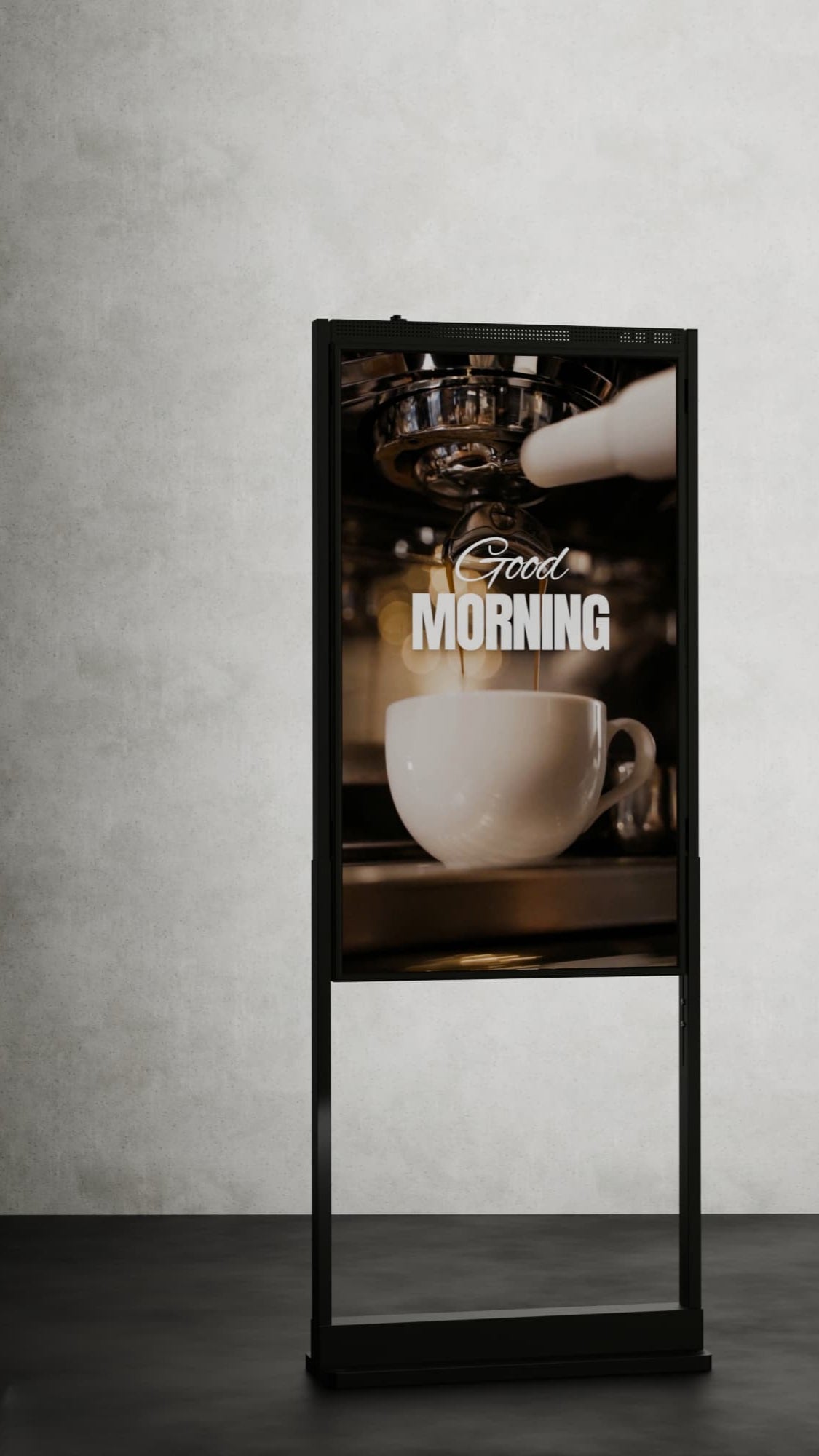 49-inch high brightness reclamedisplay met reclame voor koffie