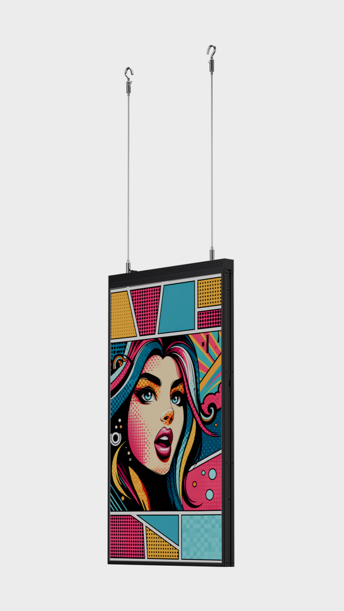 49 inch High Brightness LCD Narrowcasting Display met kabels - hangend - portret oriëntatie - 3000 Nits