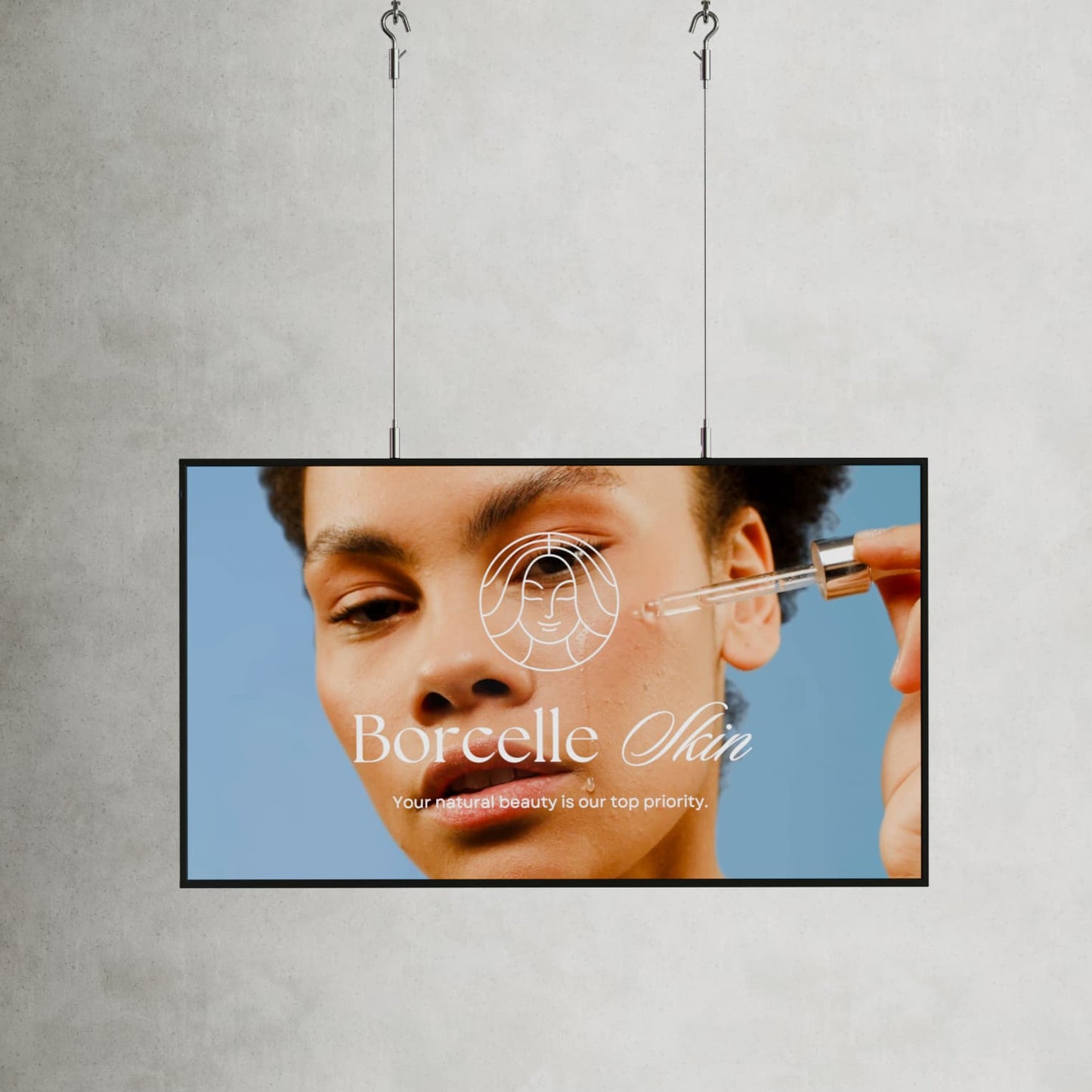 49 inch commercieel High Brightness LCD scherm met 3000 nits aan lichtopbrengst. met reclame voor cosmetica