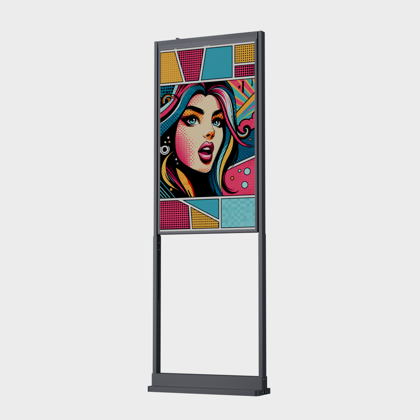 49 inch High Brightness LCD Narrowcasting Display op baseplate - staand - portret oriëntatie - 3000 Nits