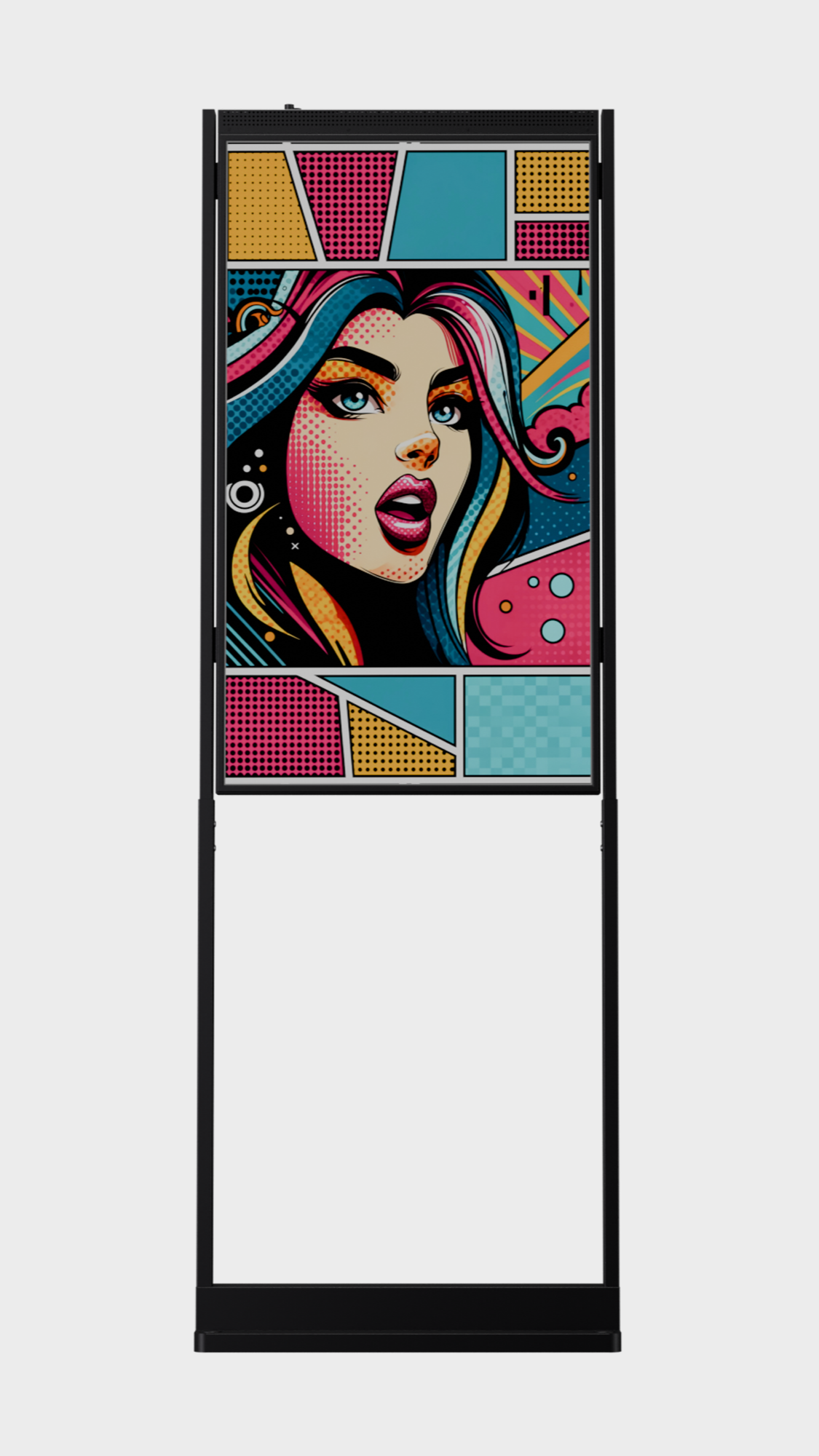 49 inch High Brightness LCD Narrowcasting Display op baseplate - staand - portret oriëntatie - 3000 Nits