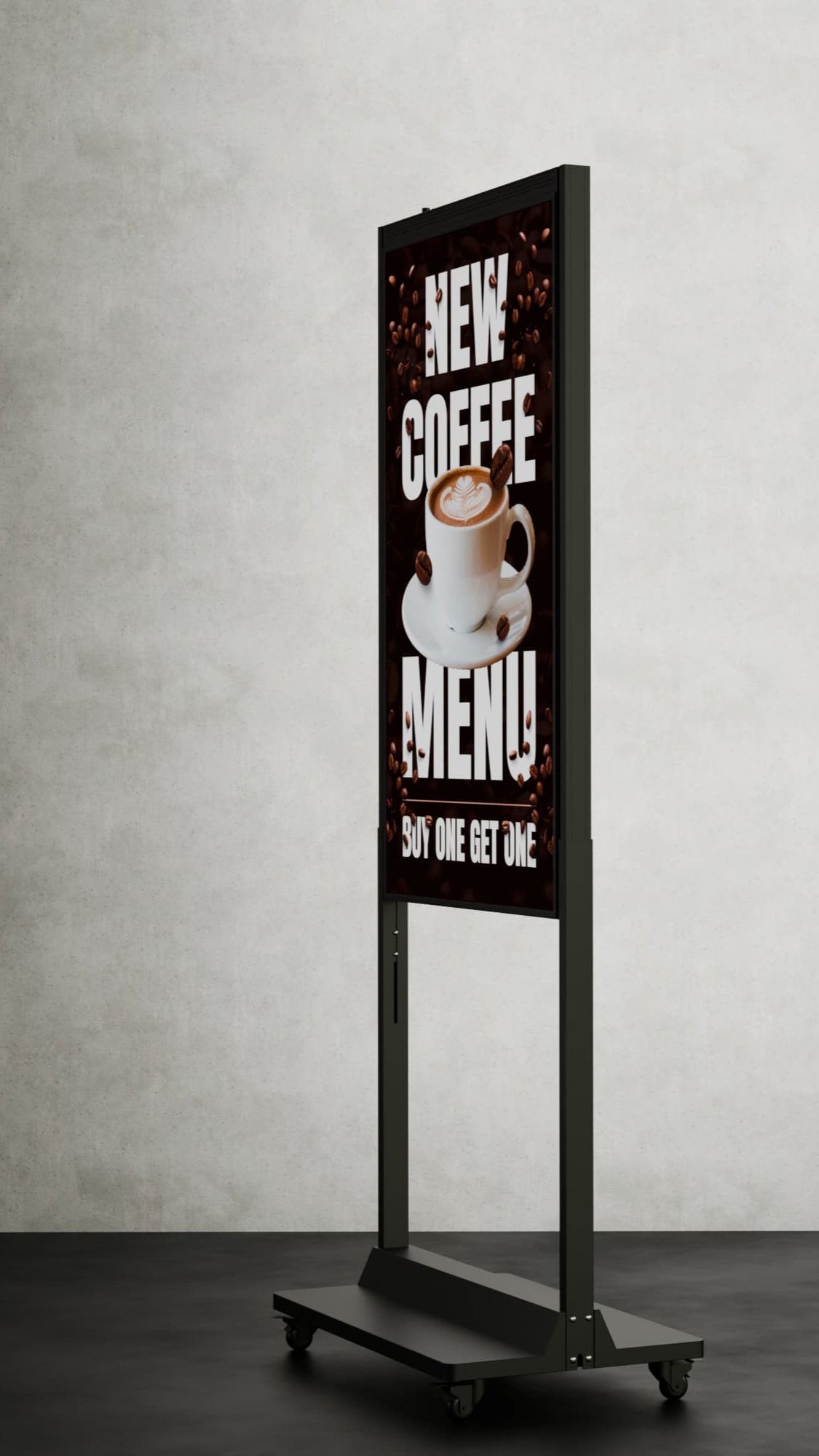 55 inch HB Narrowcasting Systeem op wielen – staand - 3000 Nits