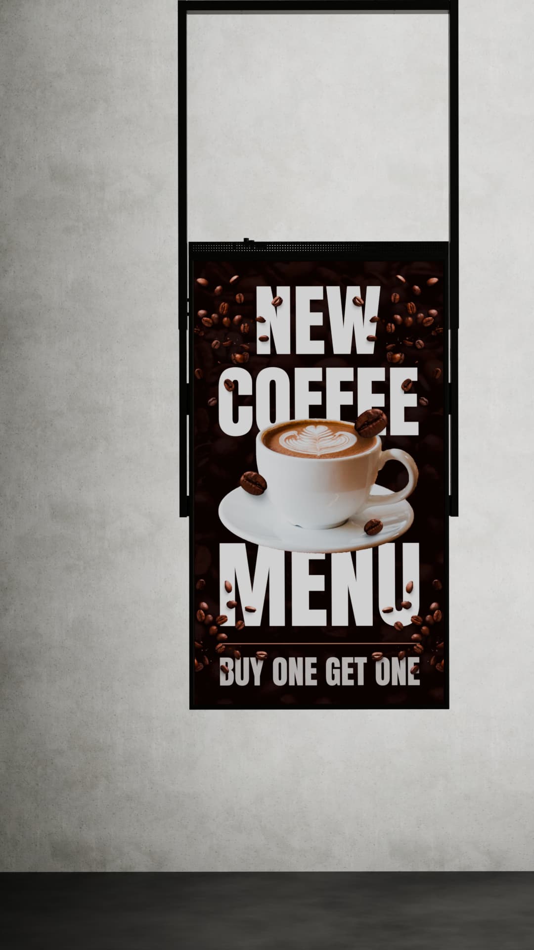 55 inch High Brightness LCD Narrowcasting Display met frame - hangend - portret oriëntatie - 3000 Nits