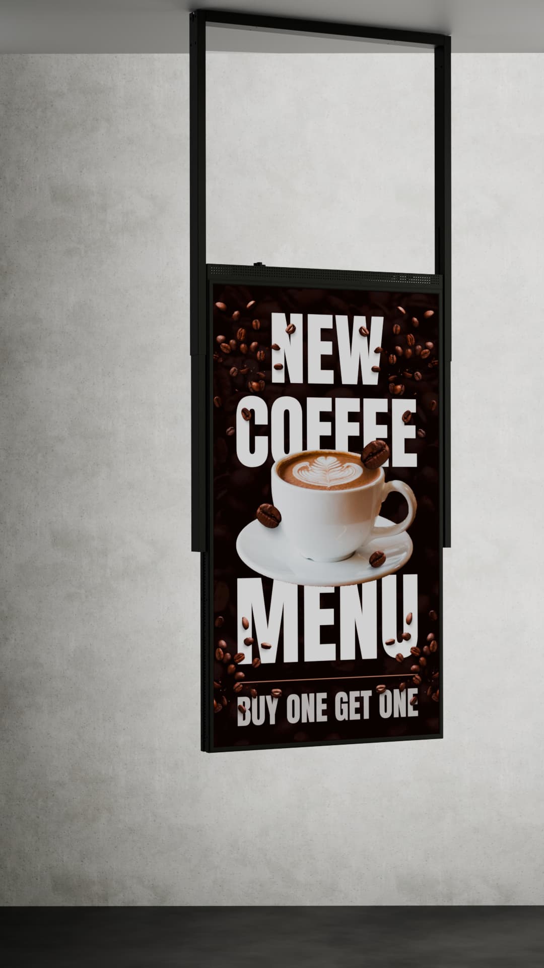 55 inch High Brightness LCD Narrowcasting Display met frame - hangend - portret oriëntatie - 3000 Nits