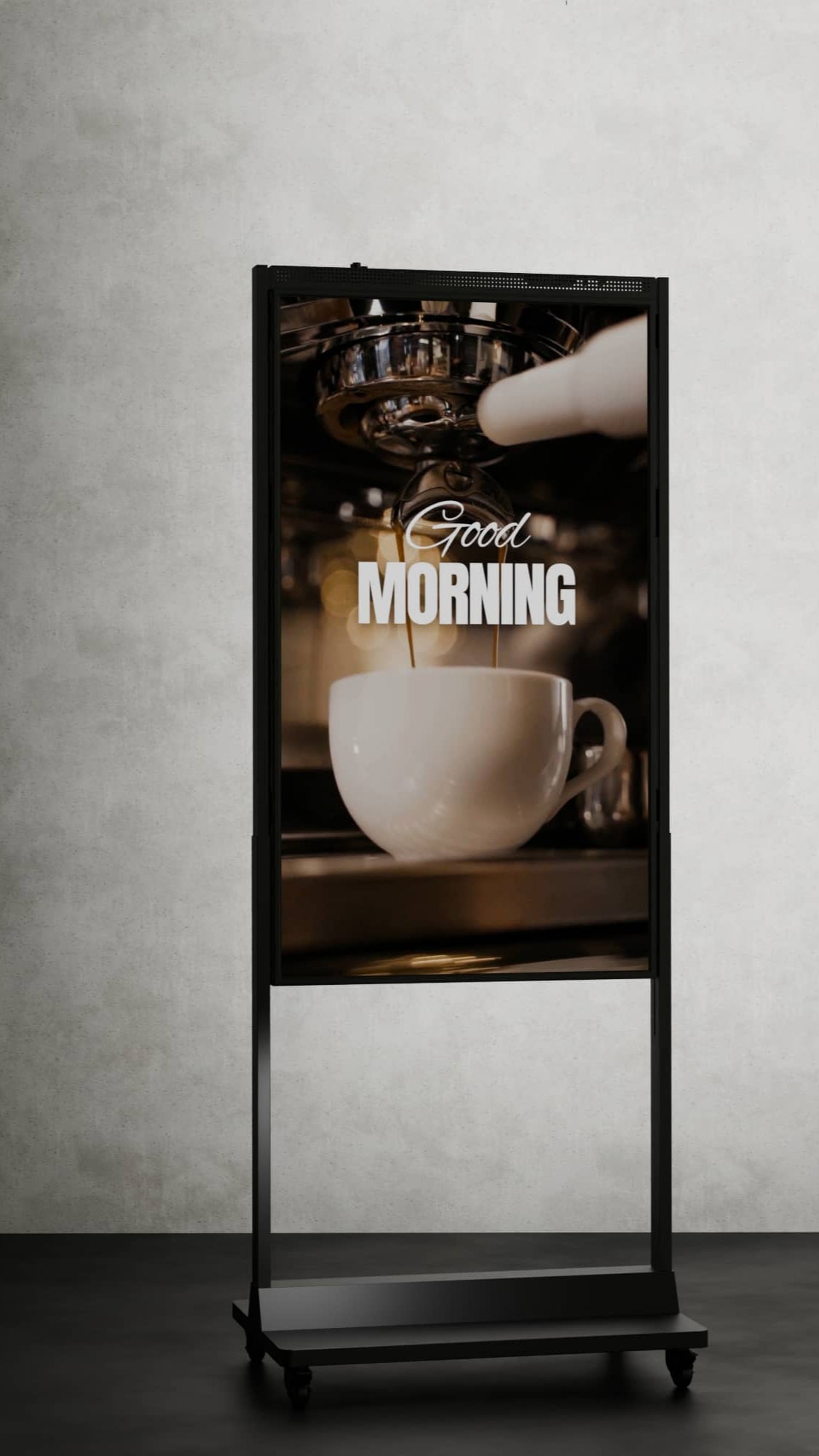 55-inch high brightness schermen van PXL11 voor etalages en narrowcasting, zichtbaar bij zonlicht, ideaal voor digitale reclame op wielen.