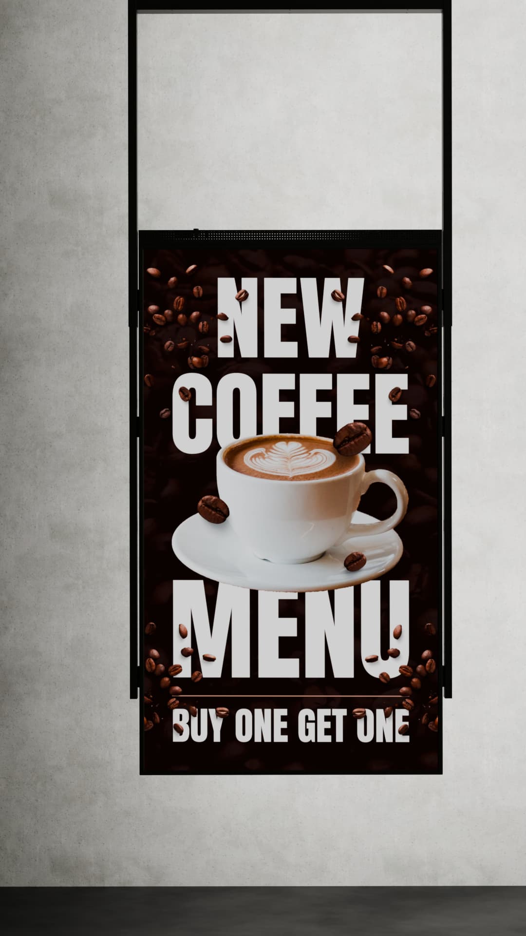 65 inch High Brightness LCD Narrowcasting Display met frame - hangend - portret oriëntatie - 3000 Nits