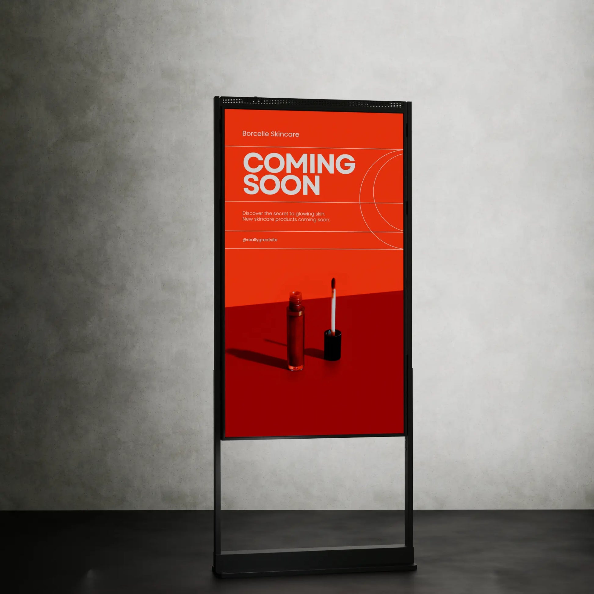 Opvallend 65-inch 3000 nits digital signage scherm met Android-player en cloud-gebaseerde software, geplaatst in een hoogte verstelbaar frame.