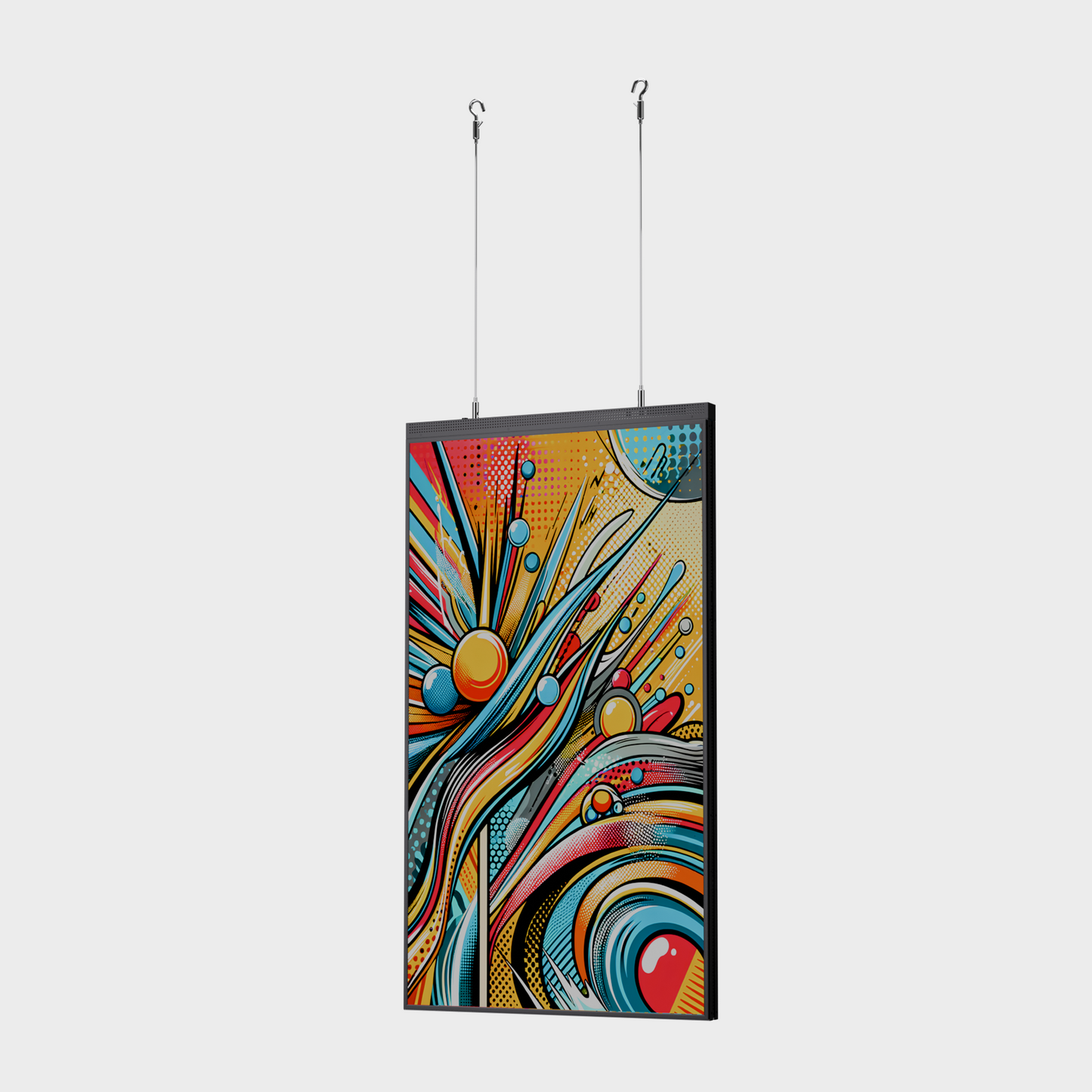 65 inch High Brightness LCD Narrowcasting Display met kabels - hangend - portret oriëntatie - 3000 Nits