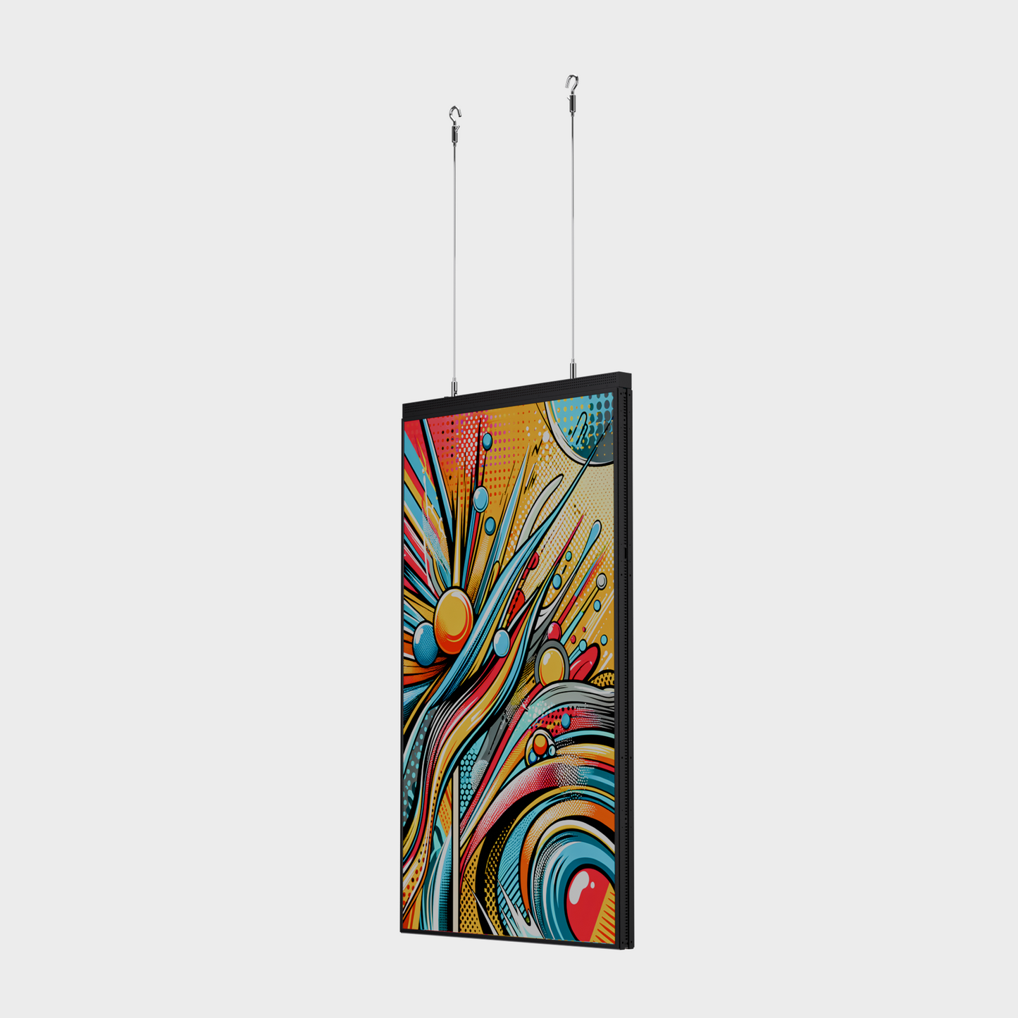 65 inch High Brightness LCD Narrowcasting Display met kabels - hangend - portret oriëntatie - 3000 Nits