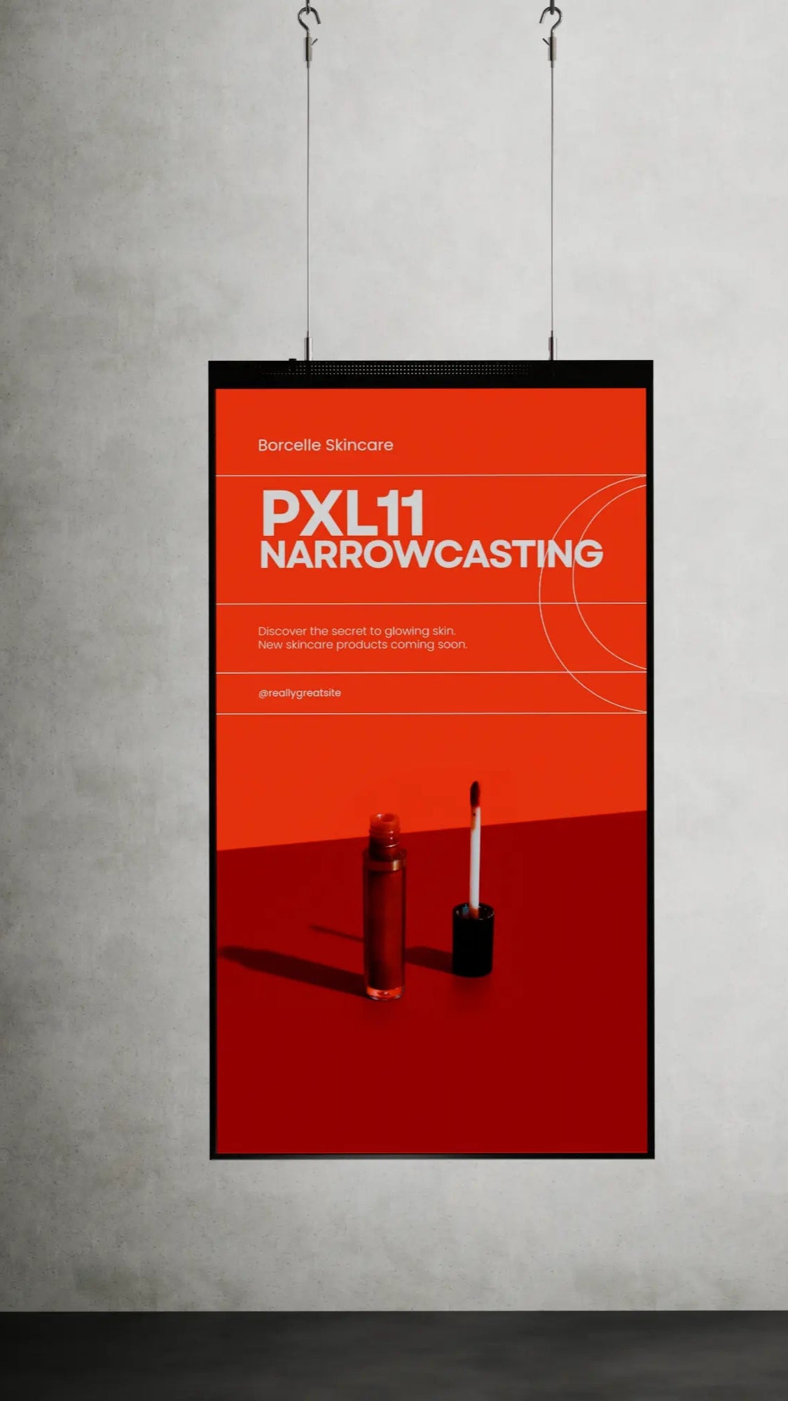 Opvallend 65-inch digital signage scherm 3000 nits met Android-player en cloud-gebaseerde software, hangend aan kabels voor maximale flexibiliteit.