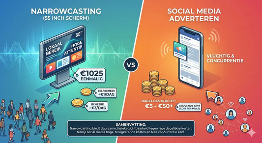 Narrowcasting vs. Social Media: Wat zijn de kosten en ROI?