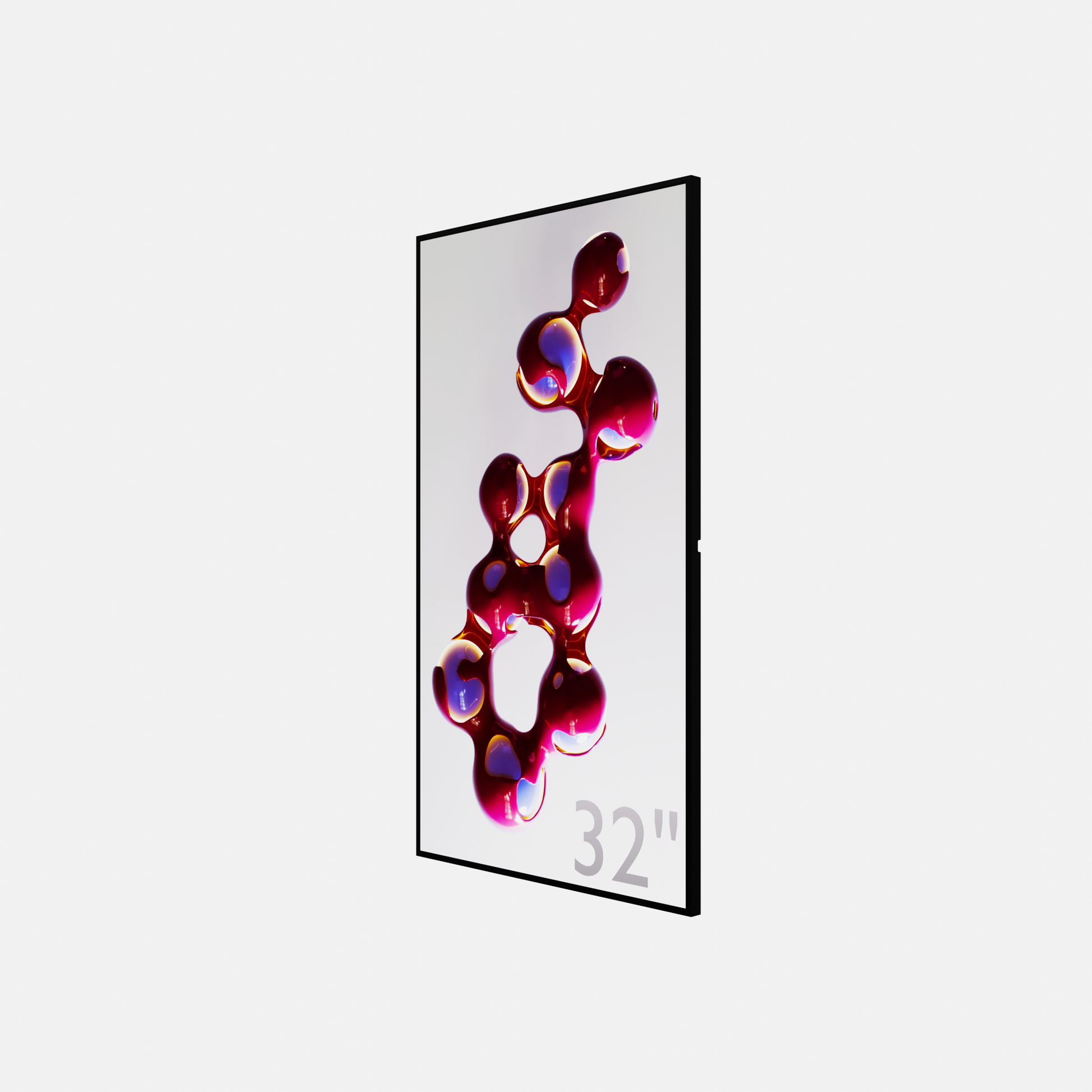 Andere zijaanzicht van een ultradun 32 Inch LCD scherm in verticale positie, toont de minimale dikte van slechts 20mm