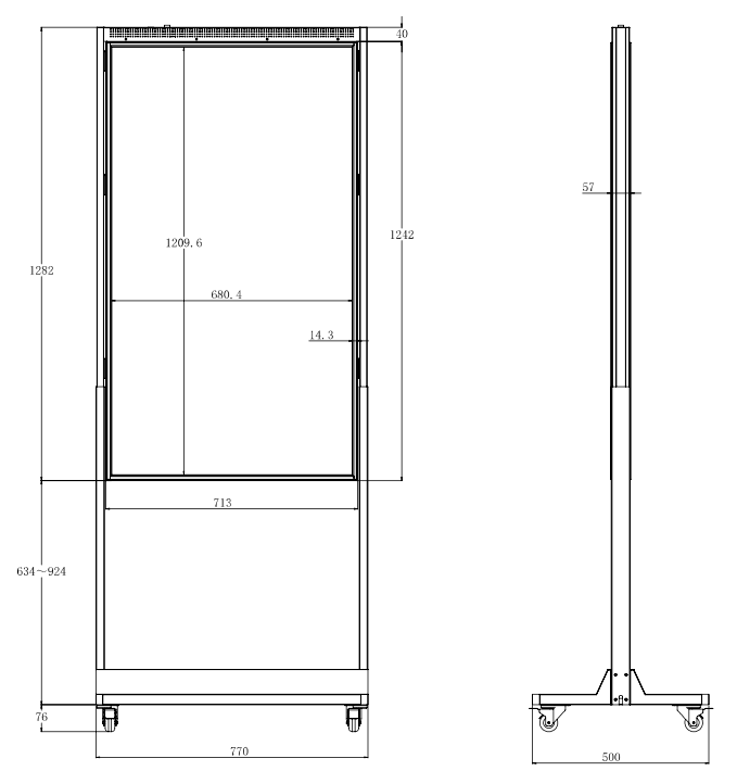 55 inch High Brightness LCD Etalage Display op Wielen – Staand, Mobiel en Enkelzijdig