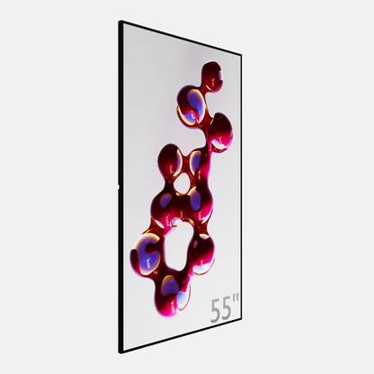 Helder 55 inch 20mm dik scherm  in verticale positie, ideaal voor 24/7 narrowcasting toepassingen.