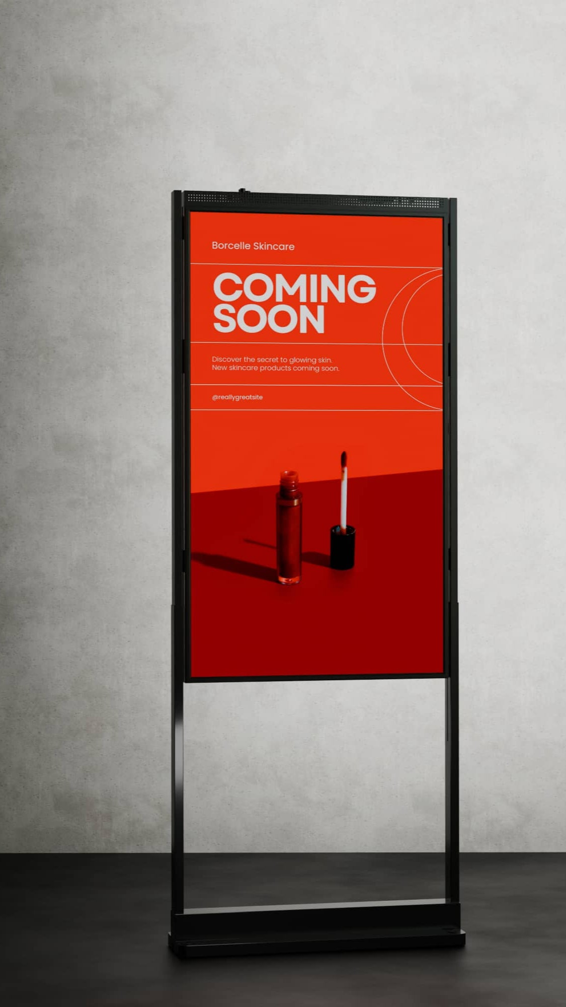 55-inch high brightness schermen van PXL11 voor etalages en narrowcasting, zichtbaar bij fel zonlicht, ideaal voor digitale reclame op een smalle voet voor plaatsing dicht bij het raam
