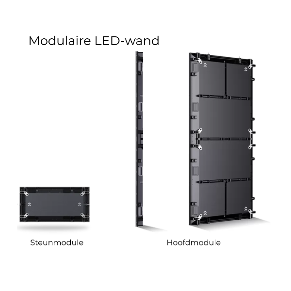 Modulaire LED-panelen — naadloze opbouw voor elk formaat.
Bouw je LED-wall volledig op maat met hoge resolutie en perfecte beelduniformiteit.
