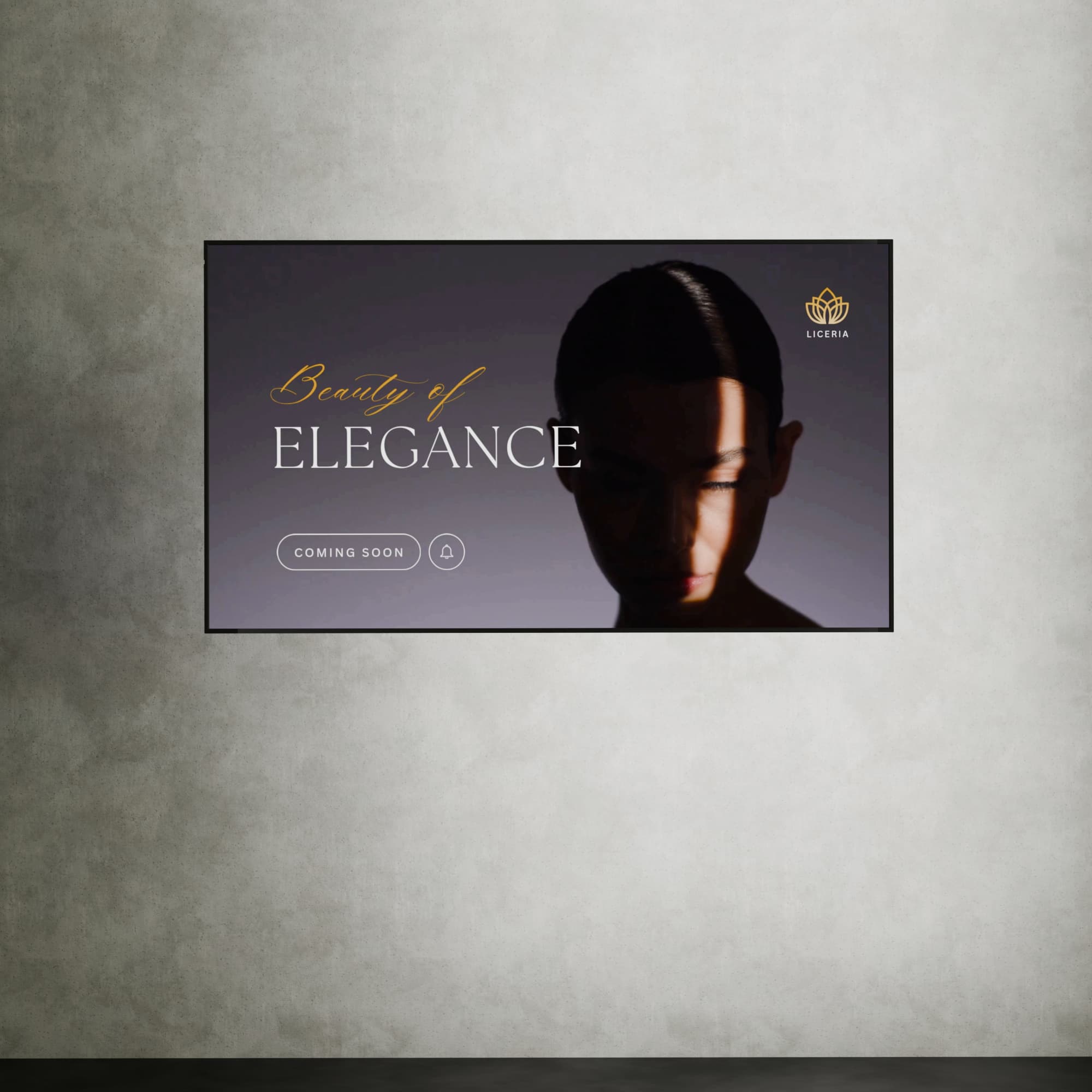 High-brightness digital display screen showcasing a cosmetics advertisement, wall-mounted for a sleek and professional look, delivering vibrant visuals in a retail setting.